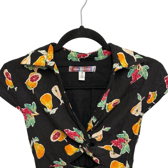 Urban Outfitters Harlow Twist Front Mini Dress black with fruit print Small - Picture 11 of 15